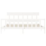 vidaXL Cadre de lit avec tête de lit blanc Super King Size bois massif