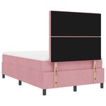 Lit boxspring vidaXL avec matelas rose en velours  petit double