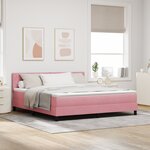Lit Box Spring avec Matelas Rose Super King en Velours