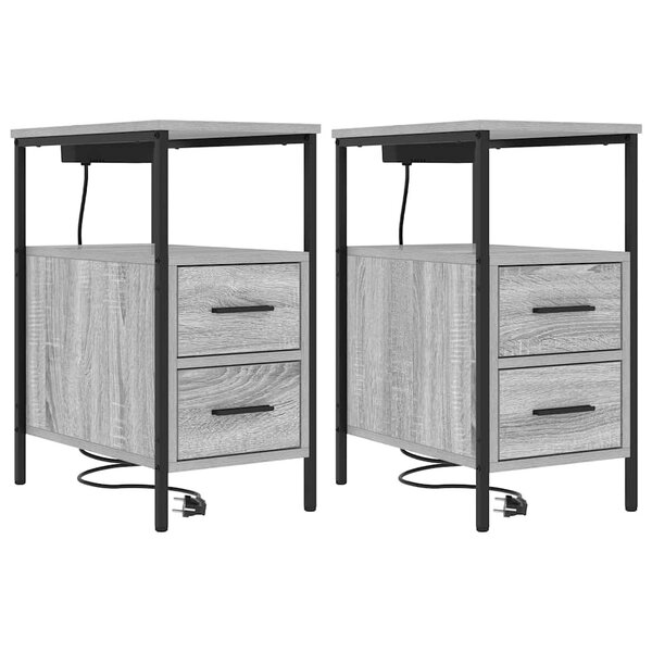 vidaXL Armoires de chevet 2 Pièces Sonoma gris 30 x 48 x 61 cm
