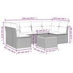 vidaXL Salon de jardin 7 Pièces avec coussins gris résine tressée
