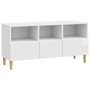 vidaXL Meuble TV Blanc brillant 102 x 34 5 x 50 cm Bois d'ingénierie