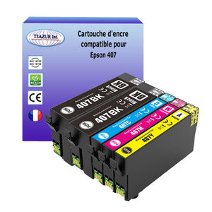 5 cartouches d'encre génériques epson workforce pro wf-4745  wf-4745dtwf  407xl