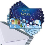Lot 5 cartes meilleurs vœux doré brillant + 5 enveloppes blanches format 14x9cm