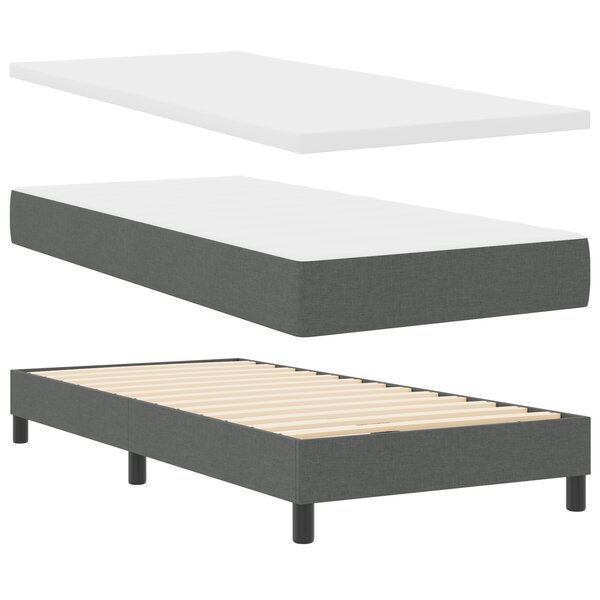 Lit avec sommier et matelas vidaXL gris foncé 100x200 cm en tissu