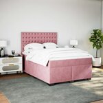 vidaXL Sommier à lattes de lit avec matelas Rose 160x200 cm Velours