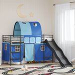 vidaXL Lit mezzanine pour enfants Noir et Bleu 99 5 x 190 cm Métал