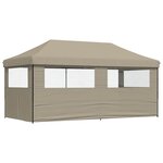 vidaXL Tente de réception pliable escamotable 3 parois latérales taupe