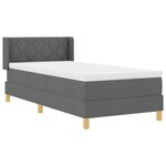 vidaXL Lit Box Spring avec matelas gris foncé  90 x 200 cm  en tissu
