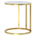 vidaXL Table d'appoint Doré et marbre blanc 45 cm Verre trempé
