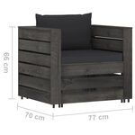 Vidaxl salon de jardin 7 pièces avec coussins bois imprégné de gris