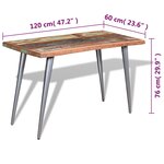 vidaXL Table de salle à manger Bois de récupération 120 x 60 x 76 cm