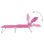 vidaXL Chaise longue pliable avec coussin de tête Acier Rose magento