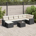 vidaXL Salon de jardin 8 Pièces avec coussins noir résine tressée