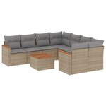 vidaXL Salon de jardin avec coussins 9 Pièces beige résine tressée