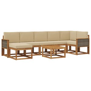 vidaXL Ensemble de canapés d'extérieur 8 pc Naturel et Beige Polyester