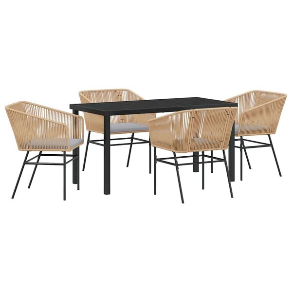 vidaXL Ensemble de salle à manger pour jardin 5 Pièces Marron Poly rotin