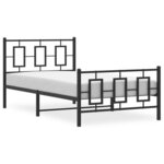 vidaXL Cadre de lit métal sans matelas avec pied de lit noir 100x190cm