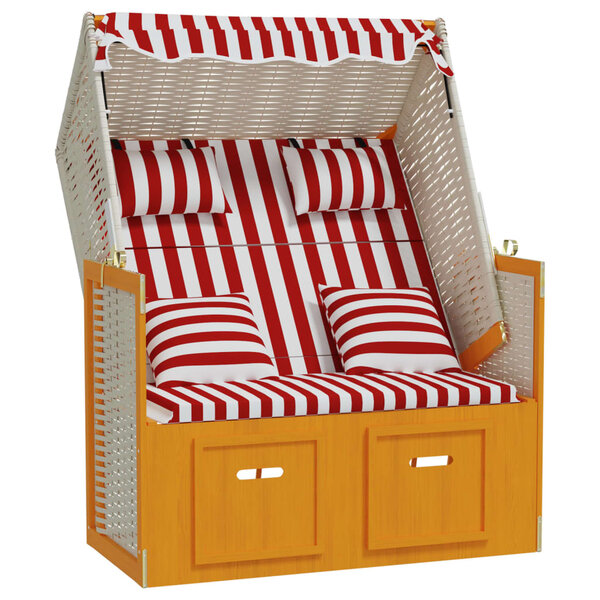 vidaXL Strandkorb avec coussins Résine tressée bois solide Rouge blanc
