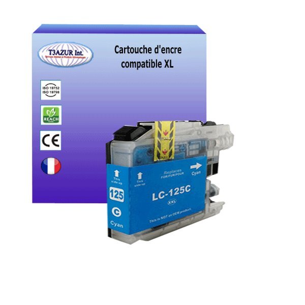 T3AZUR- Cartouche compatible avec Brother LC125 XL pour Brother DCPJ4110DW  MFCJ4410DW  MFCJ4510DW  MFCJ4610DW  MFCJ4710DW Magenta