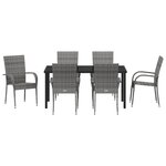 vidaXL Ensemble de Jardin de 7 Pièces en Rattan Gris