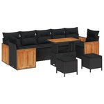 vidaXL Ensemble de canapé de jardin 10 Pièces Noir 90 x 55 x 71 cm