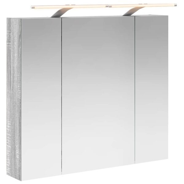 vidaXL Armoire Miroir de Salle de Bain Gris Sonoma 80 x 14.5 x 70 cm