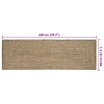 vidaXL Tapis de surface Rectangulaire Naturel et Noir 80 x 200 cm Jute