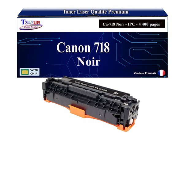 T3AZUR -Toner compatible avec Canon 718 (2662B002) pour Canon MF8340  MF8340CDN  MF8350  MF8350CDN   Noir - 4 400p