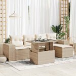 vidaXL Salon de jardin avec coussins 6 Pièces beige résine tressée