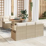 Ensemble de Canapés de Jardin 6 Pièces avec Coussins Beige Rattan vidaXL