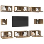 vidaXL Ensemble meuble TV 8 Pièces Chêne artisanal Bois d'ingénierie