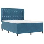 vidaXL Lit à ressorts avec matelas Bleu foncé 160 x 200 cm Velours