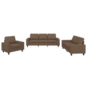 vidaXL Ensemble de canapés 3 Pièces marron tissu
