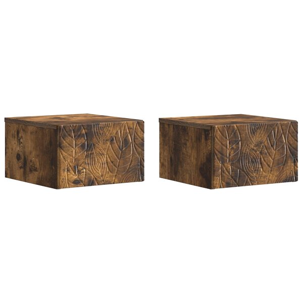 vidaXL Cabinet de chevet mural 2 Pièces Chêne fumé 49 x 34 5 x 20 cm
