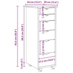 vidaXL Cabinet roulant Gris 34 x 39 x 93 5 cm Bois de Pin Massif