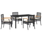 vidaXL Ensemble de jardin 5 pièces en poly rotin noir avec coussins.