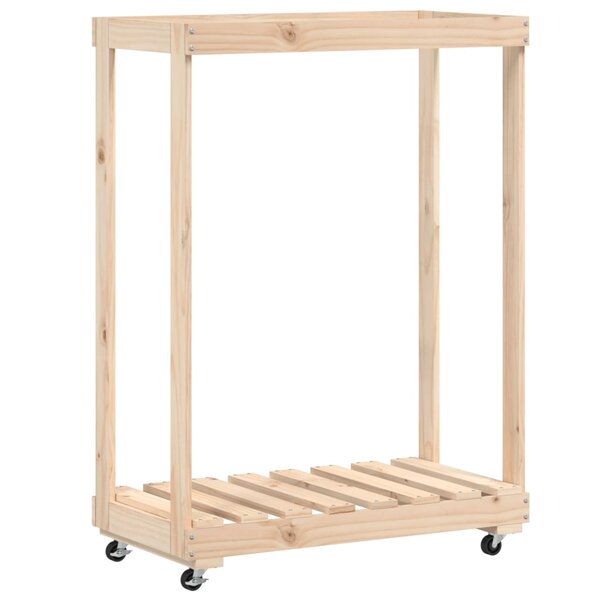 vidaXL Porte-bûches avec roulettes 76 5x40x108 cm bois massif de pin