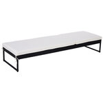 Lot de 2 transats bains de soleil design - grand confort - matelas déhoussable crème  inclinaison réglable multi-positions - table basse - résine tressée 4 fils noir