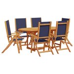 vidaXL Ensemble à manger de jardin 7Pièces bois d'acacia solide textilène