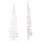 vidaXL Demi sapin de Noël artificiel mince avec support Blanc 240 cm