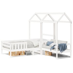 vidaXL Ensemble de lit et de banc avec toit sans matelas 100x200 cm