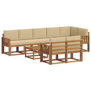 vidaXL Ensemble de canapés d'extérieur 9 pc Naturel et Beige