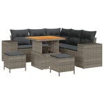 vidaXL Ensemble de canapés de jardin 8 pièces avec coussins  gris en résine tressée et acacia
