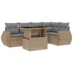 vidaXL Salon de jardin avec coussins 6 Pièces beige résine tressée