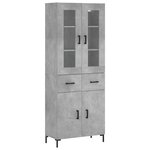 vidaXL Buffet haut Gris béton 69 5x34x180 cm Bois d'ingénierie