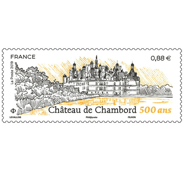 Timbre - Château de Chambord - 500 ANS - Lettre Verte