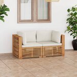 vidaXL Canapé de jardin 2 places avec coussins Bois de teck massif