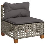 vidaXL Canapé de jardin sans accoudoirs coussins gris résine tressée
