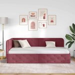 vidaXL Cadre de lit d'angle Bordeaux 90 x 190 cm tissu